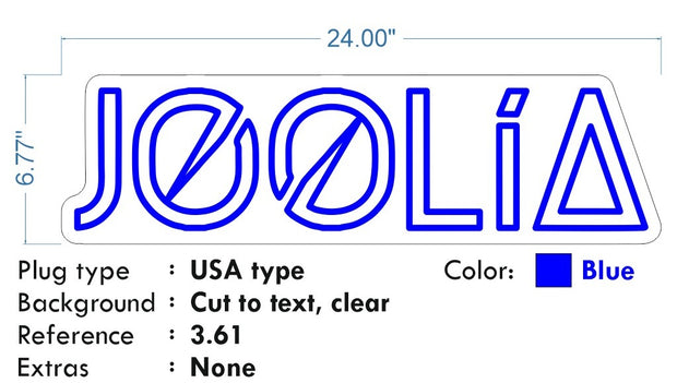 Custom Neon for Luiila - Joolia logo - Blue or Purple - 24 x6.77 inch - dimmer and delivery