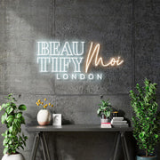 Custom Neon - Beautify Moi London - 80cm x 35cm - White and Warm White- Remote dimmer and Delivery