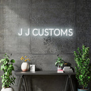 Custom Neon - JJ Customs logo-  Size 60cm x 24cm - Cool White + UV Print - dimmer and delivery included