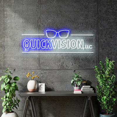 Custom Neon - QUICK VISION - White and Blue - 40x13inch - Remote dimmer and Delivery (Copy)