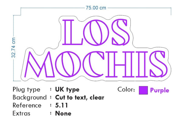 Custom Neon - Los Mochis - Purple - 75x32cm  -  Remote dimmer and Delivery