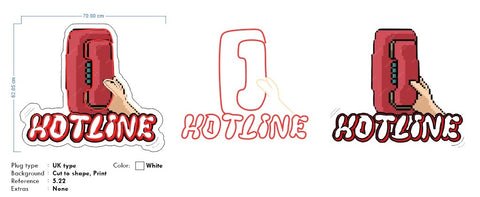 Custom Neon - HOTLINE - 70x 62cm - RED and Warm white + UV print - indoor - Remote dimmer and Delivery (Copy)