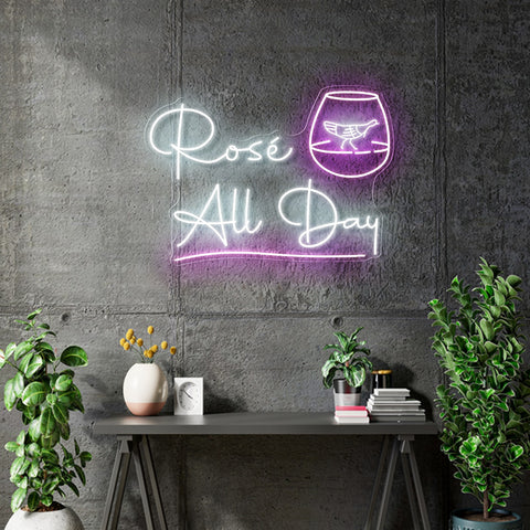 Custom Neon for Alexa - Rose all day - 30x21 inch - rose pink and white - dimmer and delivery