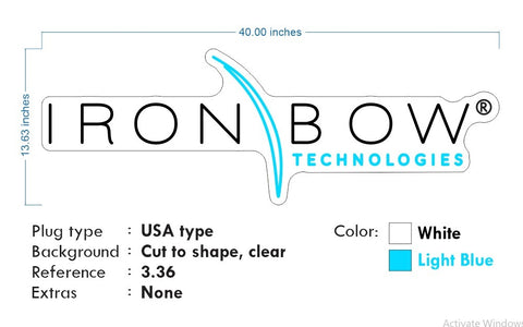 Custom Neon - Iron Bow Technologies -  Cool White and Light blue 40"x13" - clear backing -  Delivery and Remote