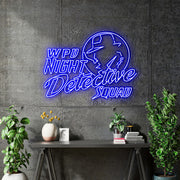 Custom Neon - Night Detective Squad - Blue -  40 x 29inch  - Free Delivery