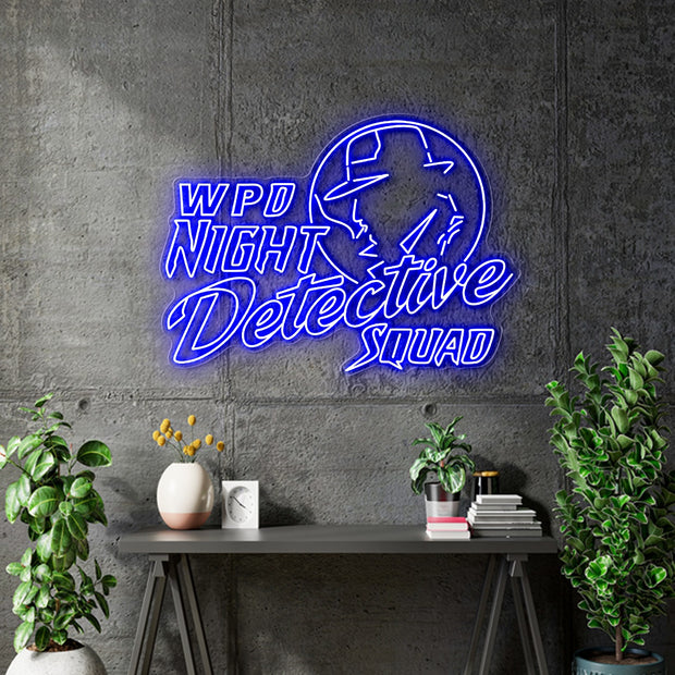 Custom Neon - Night Detective Squad - Blue -  40 x 29inch  - Free Delivery