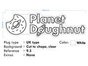 Custom Neon Logo - 4 UNITS x Planet Doughnut -  White neon - 130x39cm - indoor Signs (2yrs Warranty)
