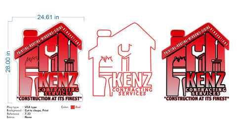 Custom Neon - Kenz Contracting Services - Red + Print - dimmer and delivery