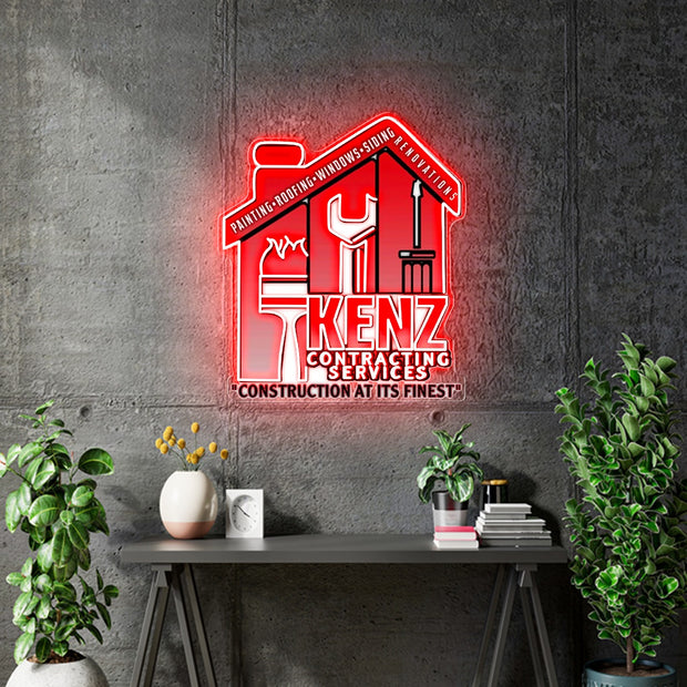 Custom Neon - Kenz Contracting Services - Red + Print - dimmer and delivery