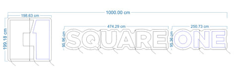Custom Neon - Square One Padel - 1000cm x 199cm - White and Blue-  Delivery incl.
