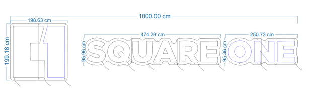 Custom Neon - Square One Padel - 1000cm x 199cm - White and Blue-  Delivery incl.