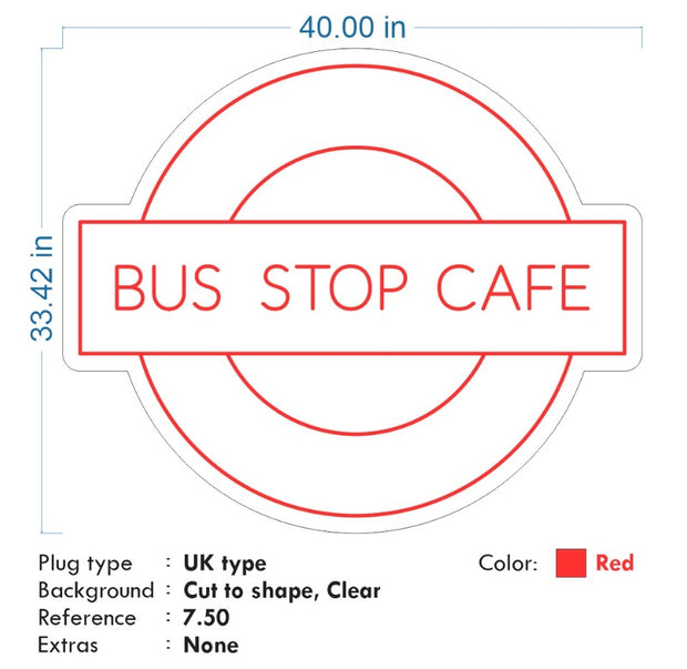 Custom neon - Bus Stop Cafe -  RED - 40x32inch - incl Shipping and 2yrs Warranty