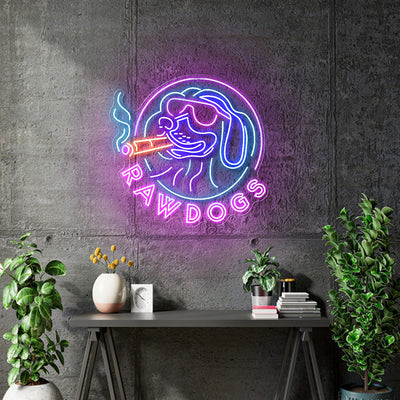 Custom Neon - RAW DOGS -  28inch x 26inch - Circle sign - Multicolor -  Delivery and Remote