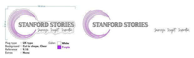 Custom Neon - Stanford Stories Logo neon - Neon white and Purple - 100x 47cm - indoor Sign (Copy)
