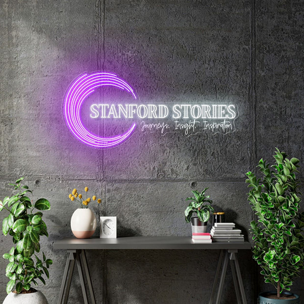 Custom Neon - Stanford Stories Logo neon - Neon white and Purple - 100x 47cm - indoor Sign (Copy)