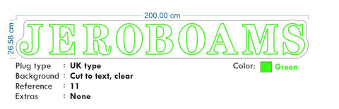 Custom Neon - Jeroboams  - Green - 200x26cm - indoor Sign