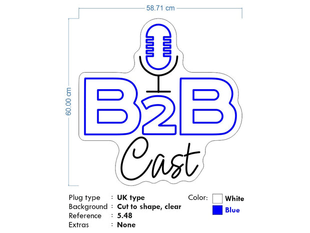 Custom Neon - B2B Cast - White and Blue - 60x58cm - indoor Signs