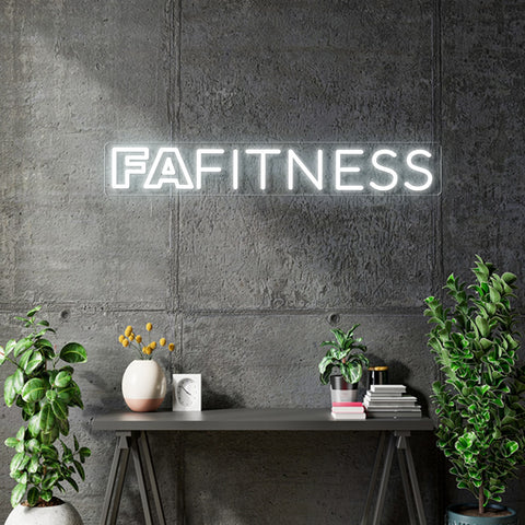 Custom Neon - FAFitness -  20 x 3inch - White -  Delivery and Remote