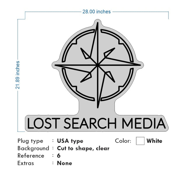 Custom Neon - Lost Search Media - 28 x 21 inch  - White  -  Delivery and Remote