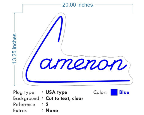 Custom Neon: Lemenon - Colour: Blue - Size: 20 x 13inch