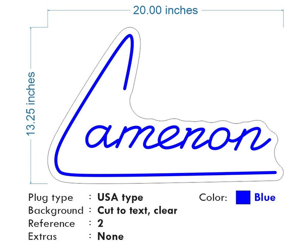 Custom Neon: Lemenon - Colour: Blue - Size: 20 x 13inch