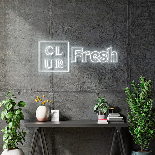 Custom Neon: Club Fresh (2 signs) - Colour: Cool White - Size: 36 x 14inch