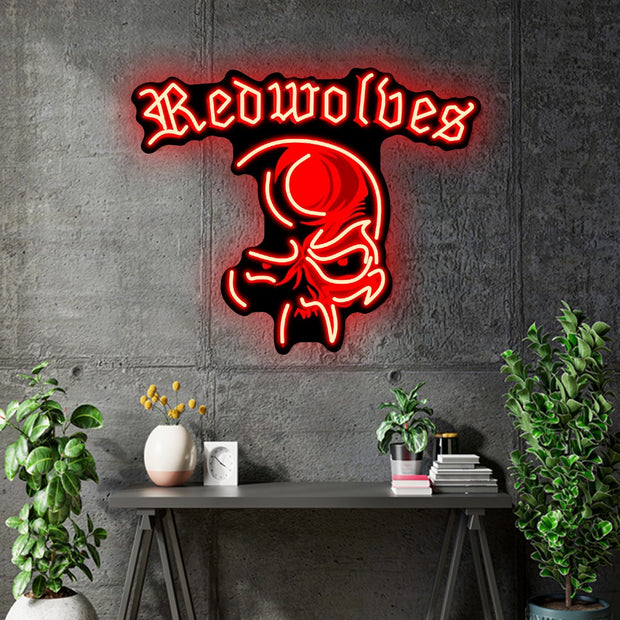 Custom Neon - REDWOLVES - RED neon + Print and Black Acrylic - 24 x 19inch - indoor Signs
