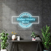 Custom Neon - Immanuel Online  - White and Light Blue - 36inch x 20inch  -  Remote dimmer and Delivery