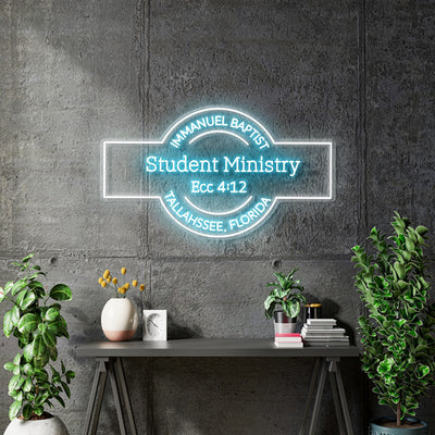 Custom Neon - Immanuel Online  - White and Light Blue - 36inch x 20inch  -  Remote dimmer and Delivery