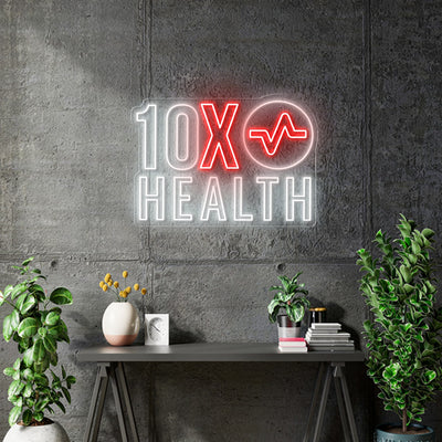 Custom Neon -  10X Health Systems  - White and Red -30inch x 21inch  - indoor Signs