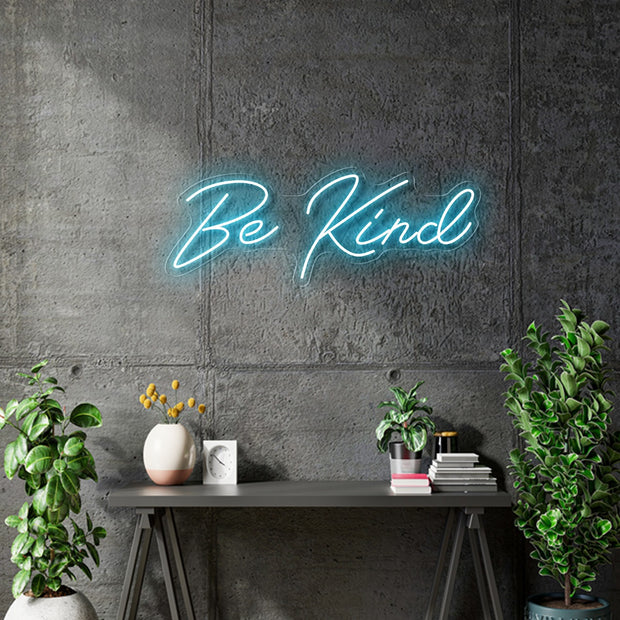 Custom Neon -  Be Kind - Light Blue - 30 x 11inch - indoor Signs