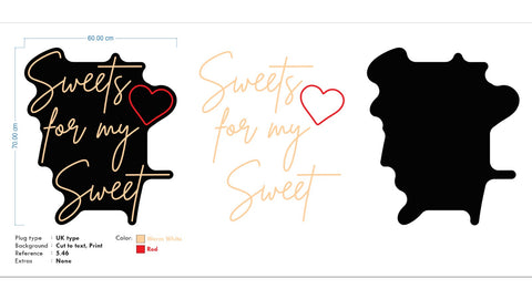 Custom Neon for Arthur  - Sweets for my sweet & like a kid in a sweet shop - Warm White Signs on Gloss Black Acrylic plate- dimmer and delivery