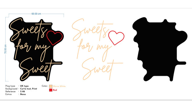 Custom Neon for Arthur  - Sweets for my sweet & like a kid in a sweet shop - Warm White Signs on Gloss Black Acrylic plate- dimmer and delivery
