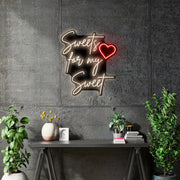 Custom Neon for Arthur  - Sweets for my sweet & like a kid in a sweet shop - Warm White Signs on Gloss Black Acrylic plate- dimmer and delivery