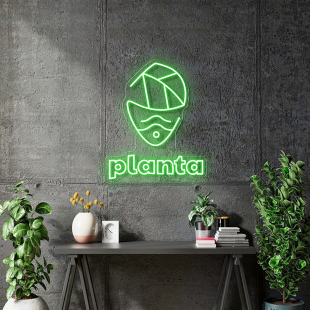 Custom Neon - PLANTA - 20 x 16inches - GREEN -  Delivery and Remote