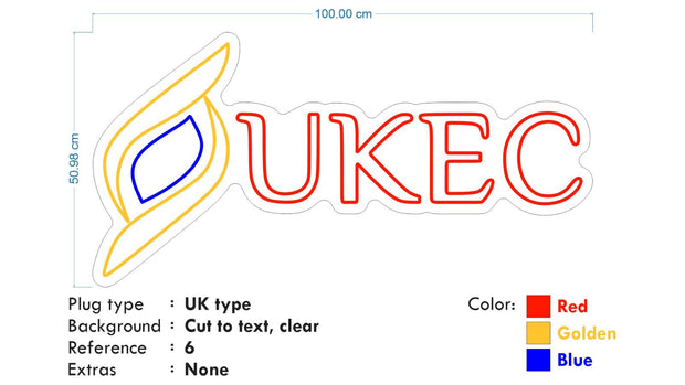 Custom Neon - UKEC - Red Golden and Blue - 100X50 Cm - indoor Sign
