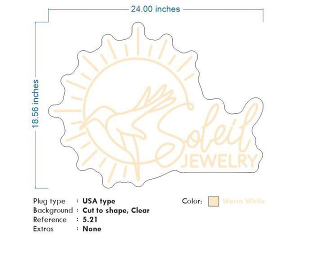 Custom Neon - Soleil Jewellery  -WARM WHITE  -Size: 32 or 24inch   - Remote dimmer and Delivery