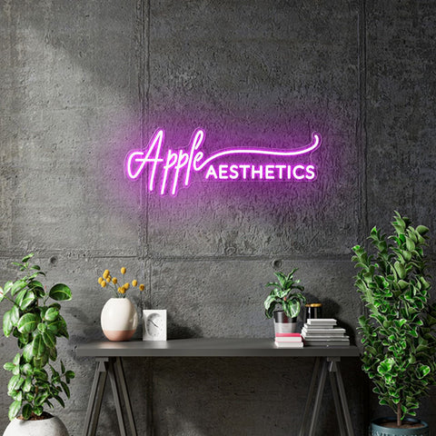 Custom Neon -  Apple Aesthetics - Pink - 100cm x 35cm - INDOOR  - Remote dimmer and Delivery