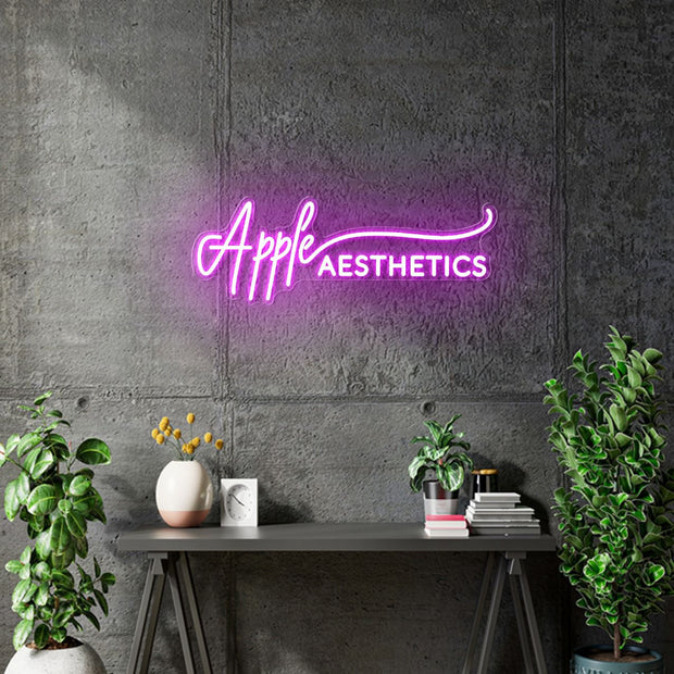 Custom Neon -  Apple Aesthetics - Pink - 100cm x 35cm - INDOOR  - Remote dimmer and Delivery