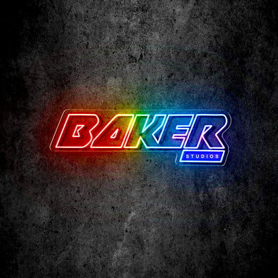 Custom Neon -  BAKER STUDIOS - 90cm x 27cm - RGB Neon - INDOOR  - Remote dimmer and Delivery