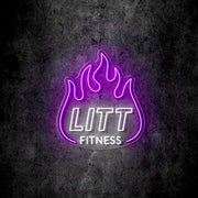 Custom Neon -  LITT Fitness - Purple and White - 24 x 21inch - INDOOR  - Remote dimmer and Delivery