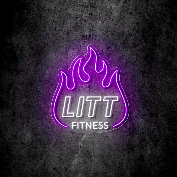 Custom Neon -  LITT Fitness - Purple and White - 24 x 21inch - INDOOR  - Remote dimmer and Delivery
