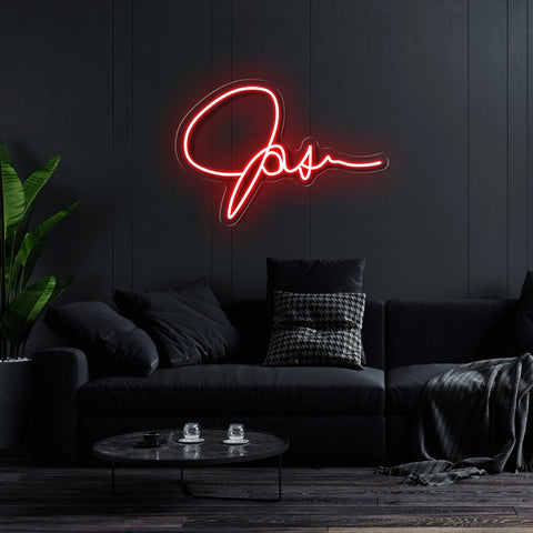 Custom Neon Signature - Jason - RED - 20inch x 13inch -  Delivery and Remote
