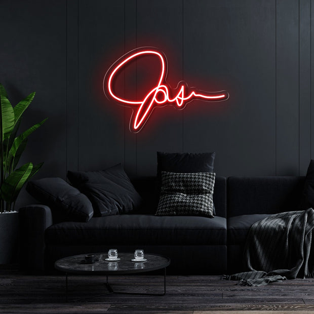 Custom Neon Signature - Jason - RED - 20inch x 13inch -  Delivery and Remote