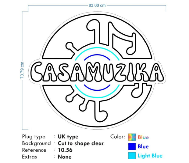 Custom Neon Logo - Muzikacasa- RGB - 83 x 70cm -  Delivery and Remote 2yr Warranty