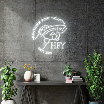 Custom Neon - Hunters for Youth - White Neon - 24 x 24inch - indoor Signs - 2yrs Warranty