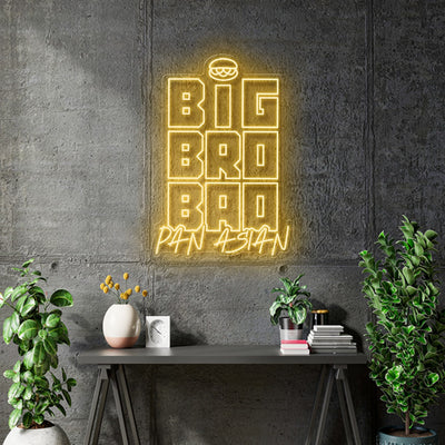 Custom Neon -  Big Bro Bao - 50 x 71cm  - Yellow - INDOOR  - Remote dimmer and Delivery (2yr Warranty)
