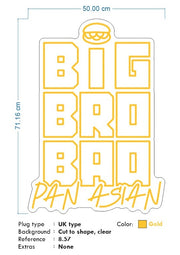 Custom Neon -  Big Bro Bao - 50 x 71cm  - Yellow - INDOOR  - Remote dimmer and Delivery (2yr Warranty)