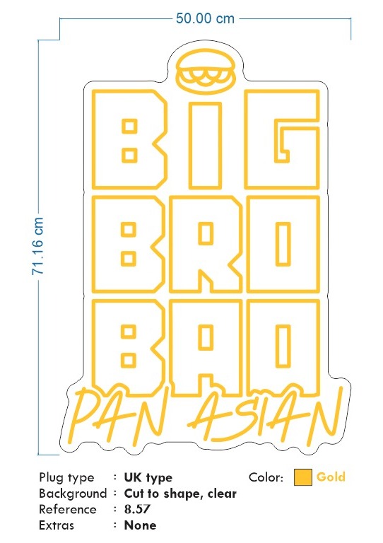 Custom Neon -  Big Bro Bao - 50 x 71cm  - Yellow - INDOOR  - Remote dimmer and Delivery (2yr Warranty)