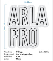 Custom Neon -  ARLA PRO - Cool White LED - Clear Acrylic - 620mm x 600mm  - INDOOR - Remote dimmer and Delivery (2yrs Warranty)